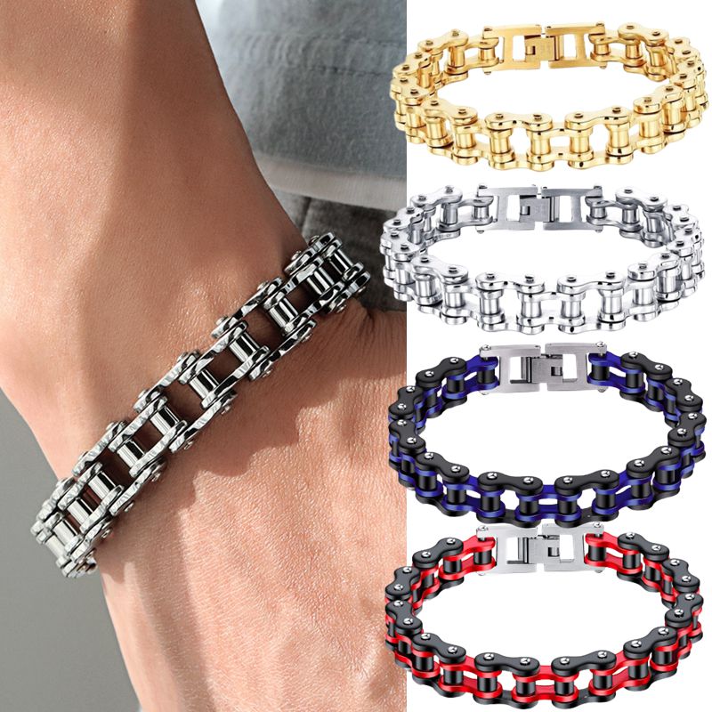 Punk Rock Biker 316L Stainless Steel Mens Bracelet Jewelry Bike Bicycle Chain Jewellery Pulsera Hombre Acero Inoxidable