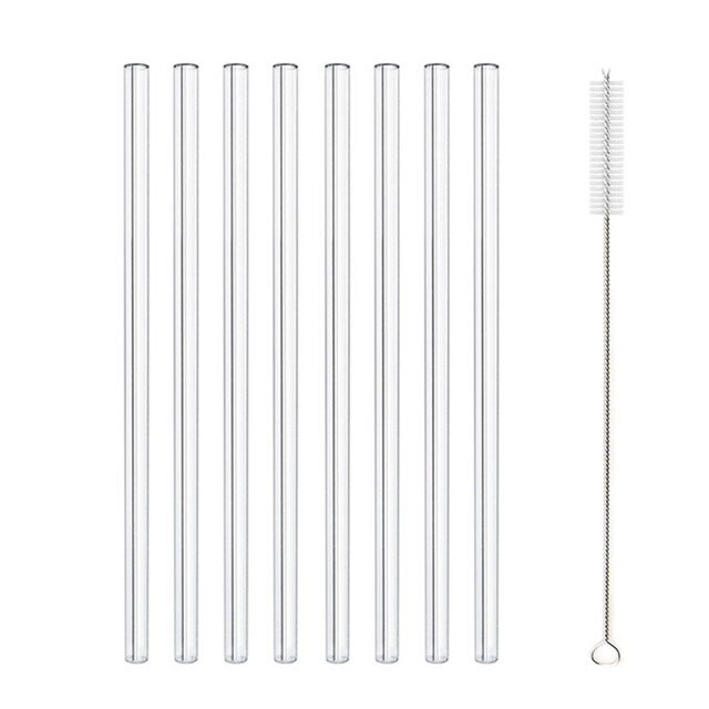 Reusable Glass Straws Smoothie Drinking Straw for Milkshakes Frozen Drinks Drinkware Straws Set: 8pcs straight