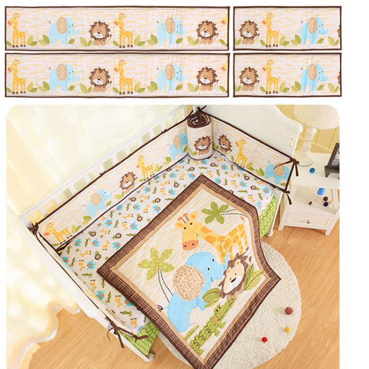 Kit de literie pour berceau de bébé, pare-chocs à volants, aile amovible, animaux de dessin animé, coussin de sécurité pour -né: lion king