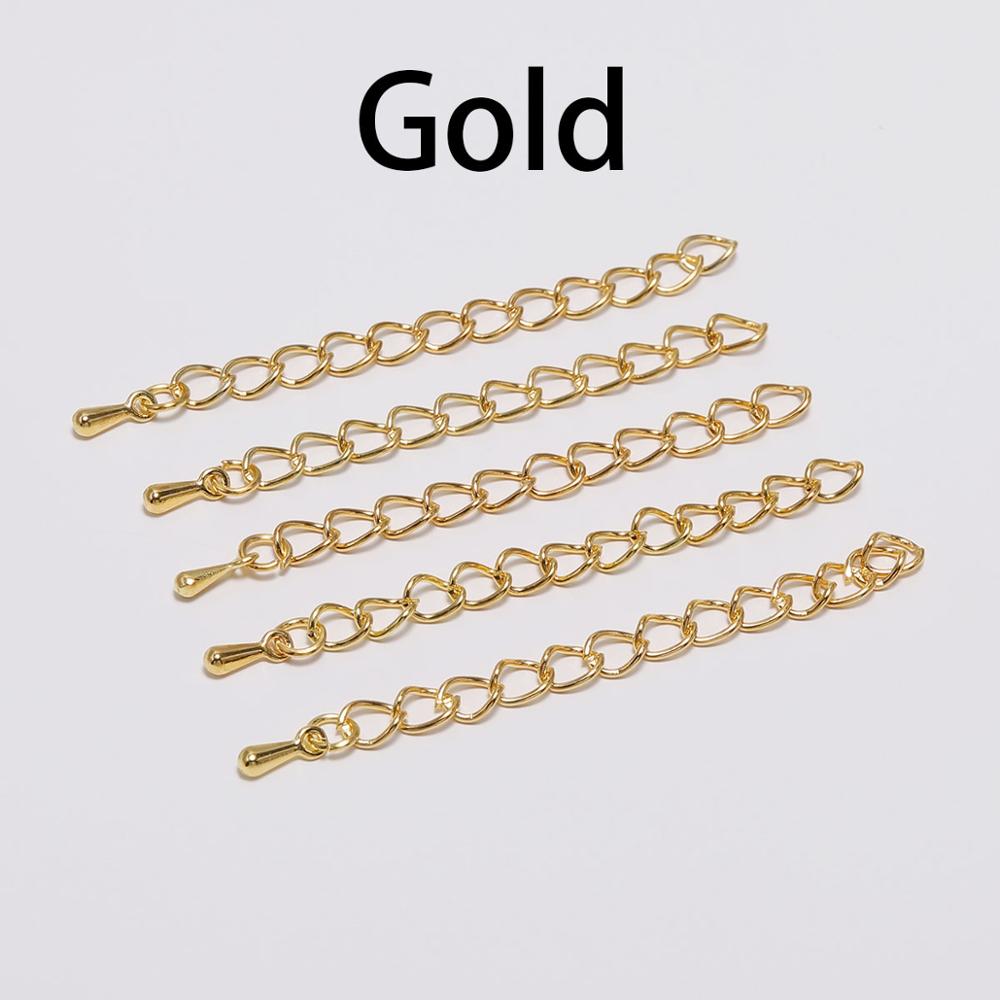 20 stks/partij 50-70mm Uitgebreide Uitbreiding Staart Keten Connectors Water End Kralen Voor DIY Sieraden Maken armband Ketting: M / Goud