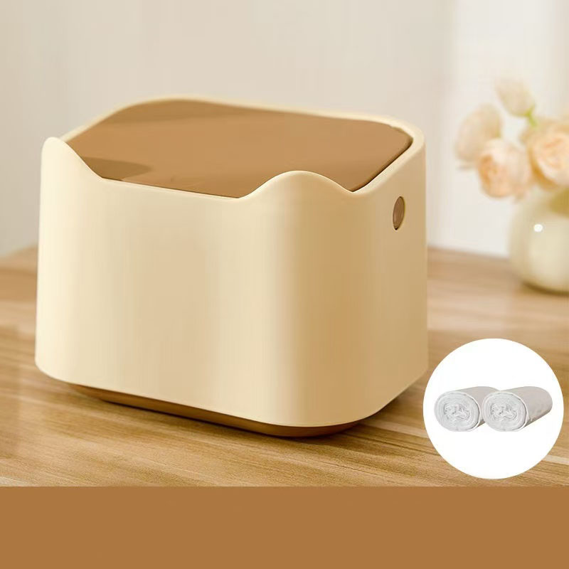 Mini Cat Excrement Trash Can Fully Enclosed Cat Litter Basin Cat Toilet Cat Litter Special Garbage Can Excrement Supplies: Silver