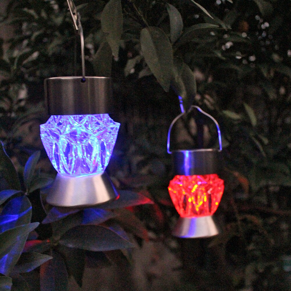 Solar lys led diamant form lille lanterne udendørs regntæt farverig gradient villa korridor camping dekoration hængelampe