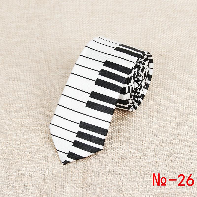 Corbata delgada de clásica para hombre, notas musicales coloridas, guitarra de Piano impresa, corbata de poliéster de 5cm de ancho, accesorio de para