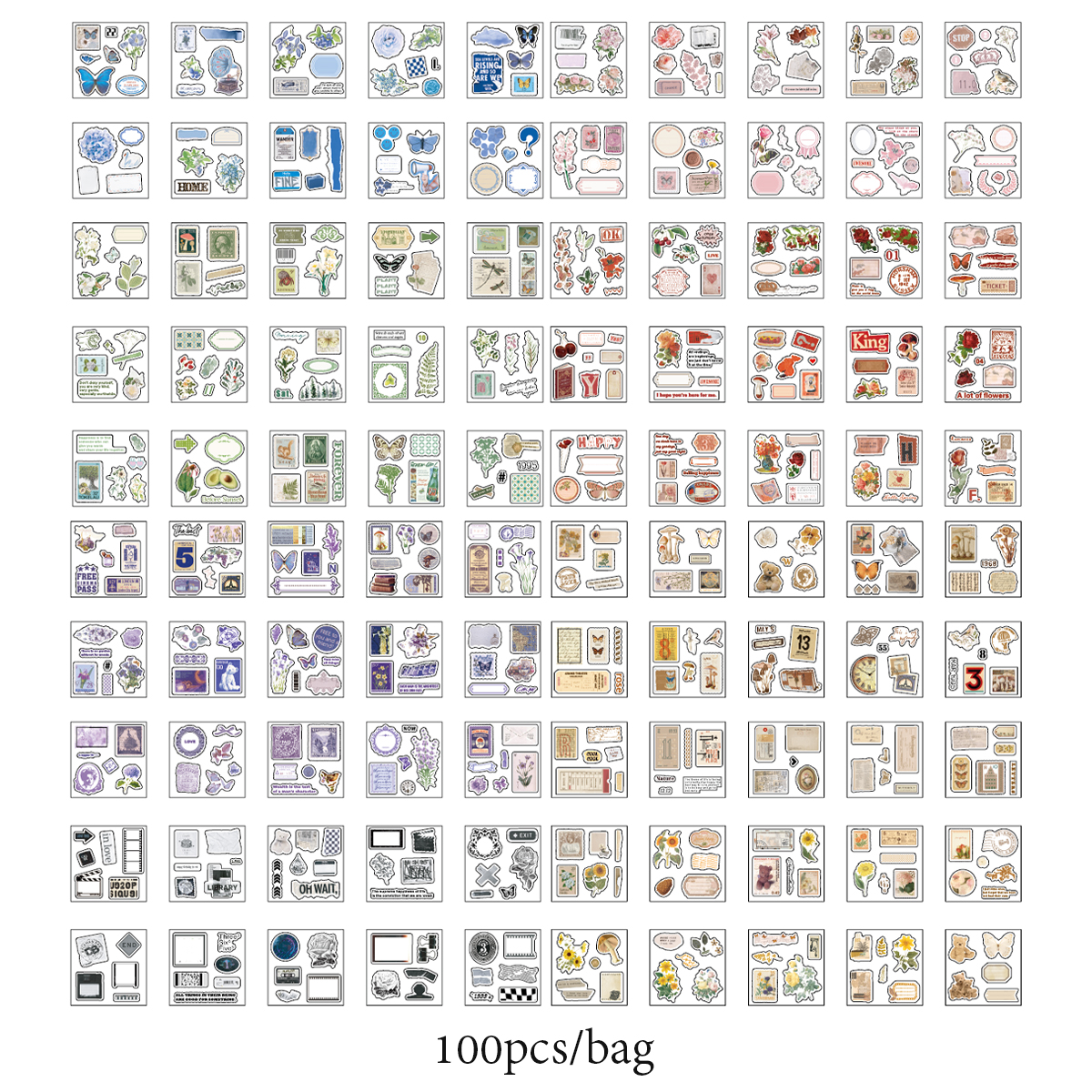 Mr.paper Aesthetic Stickers Custom Bottle Sticker Labels Stationery Mushroom Scrapbooking Art Supplies Romantic Date Stamp: Default Title