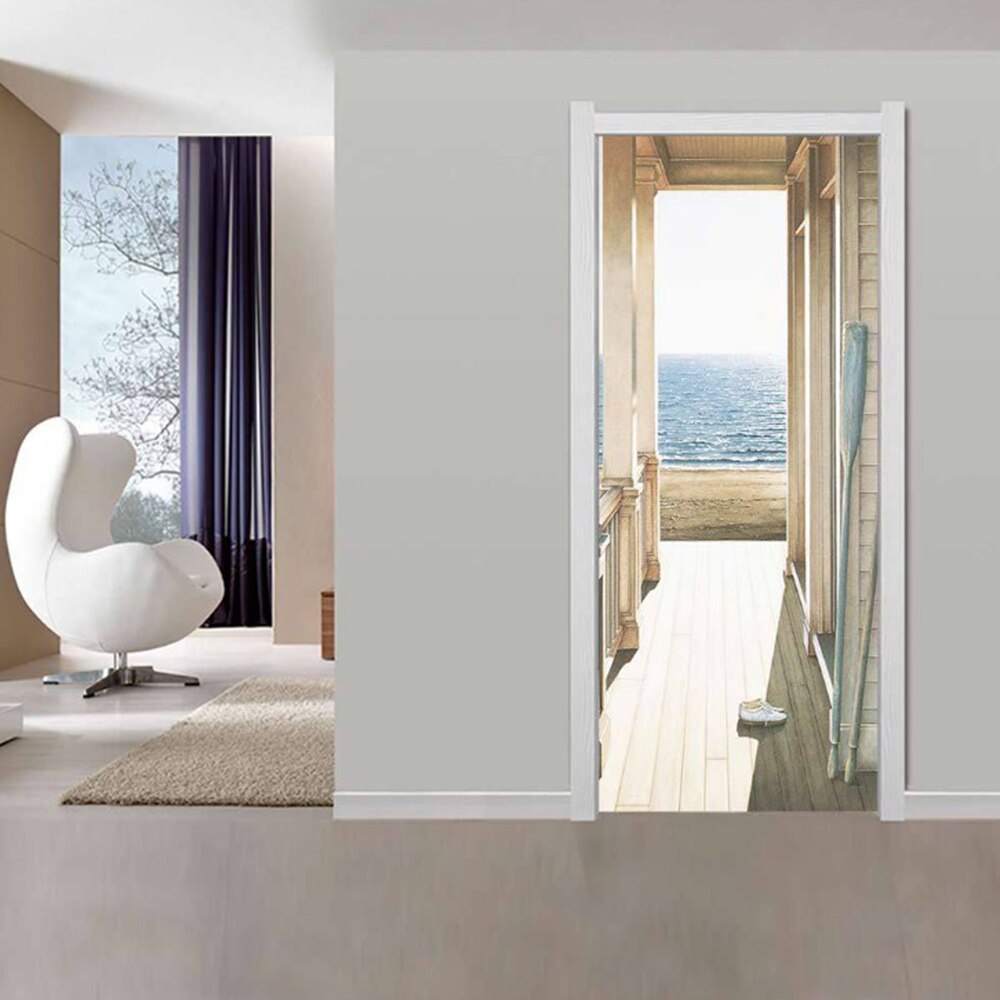 Simulation Door Stickers Home Decor Door Wrap Wall Sticker Mural Wallpaper Poster Self Adhesive Waterproof Door Decal