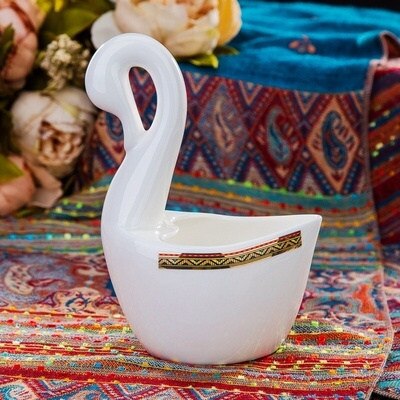 Ceramic Flatware Tableware Set Rice Pasta Bowl Plate Fish Dish Soup Pot Spoon Bone China War Horse Kitchen Utensil Wedding: Swan Spoon Holder