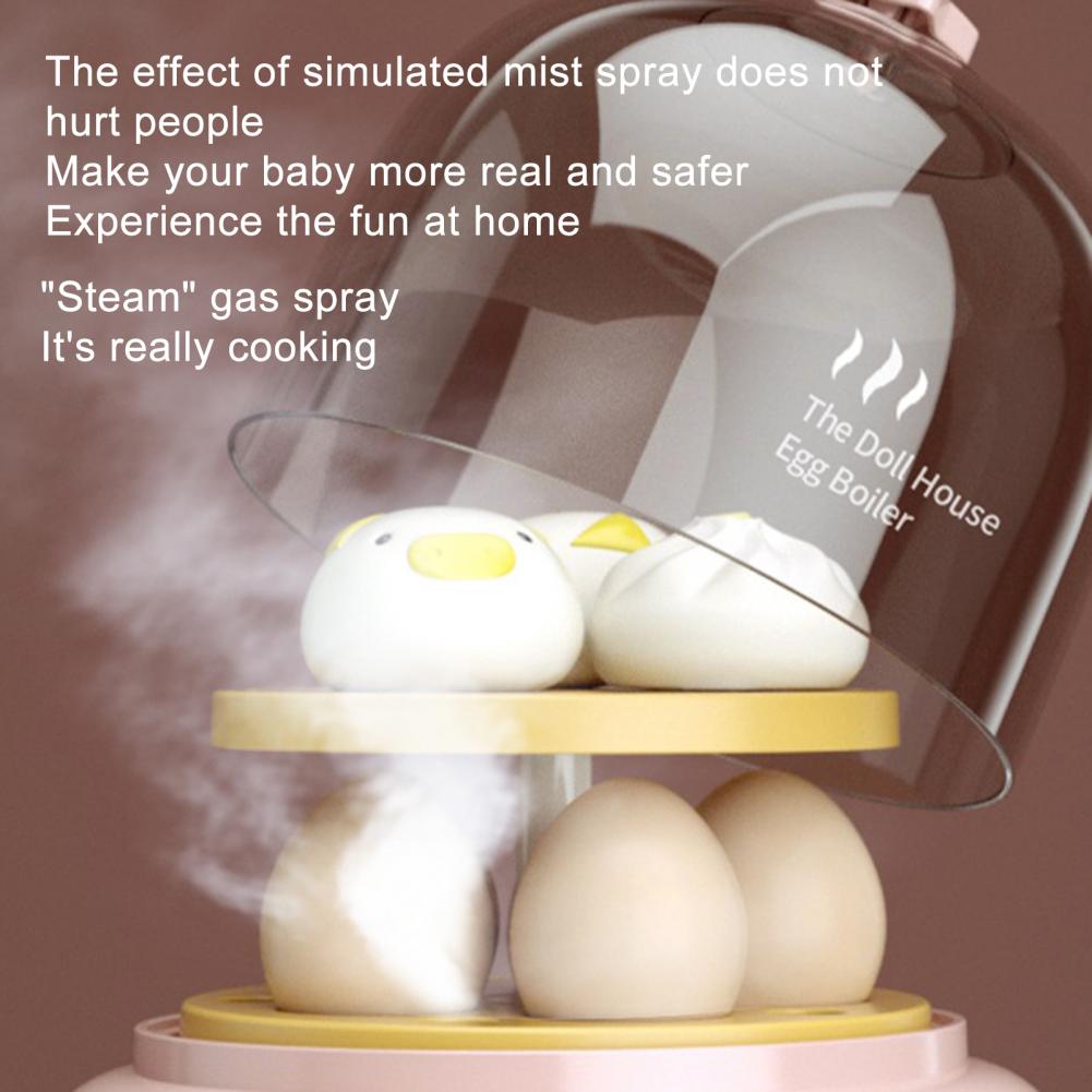 Hardboiled egg maker toy for intellectual development, pretend play egg kettle steamer toy with music and light for children