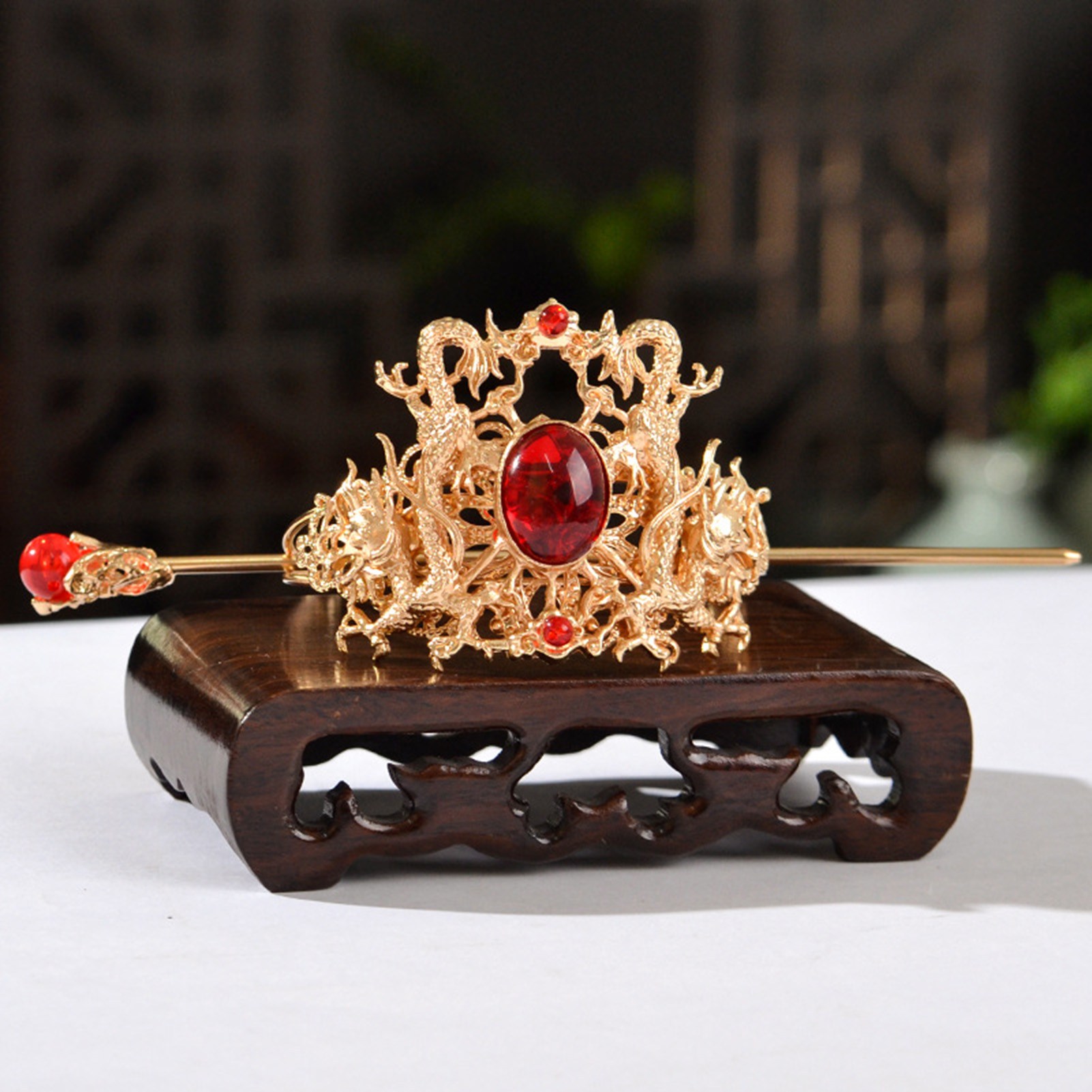 Horquillas chinas para mujer y hombre, horquillas Retro Para Coleta, soporte para el pelo, Color dorado y plateado, perlas de Metal, corona, Tiara, joyería para el cabello largo: Chapado en rodio