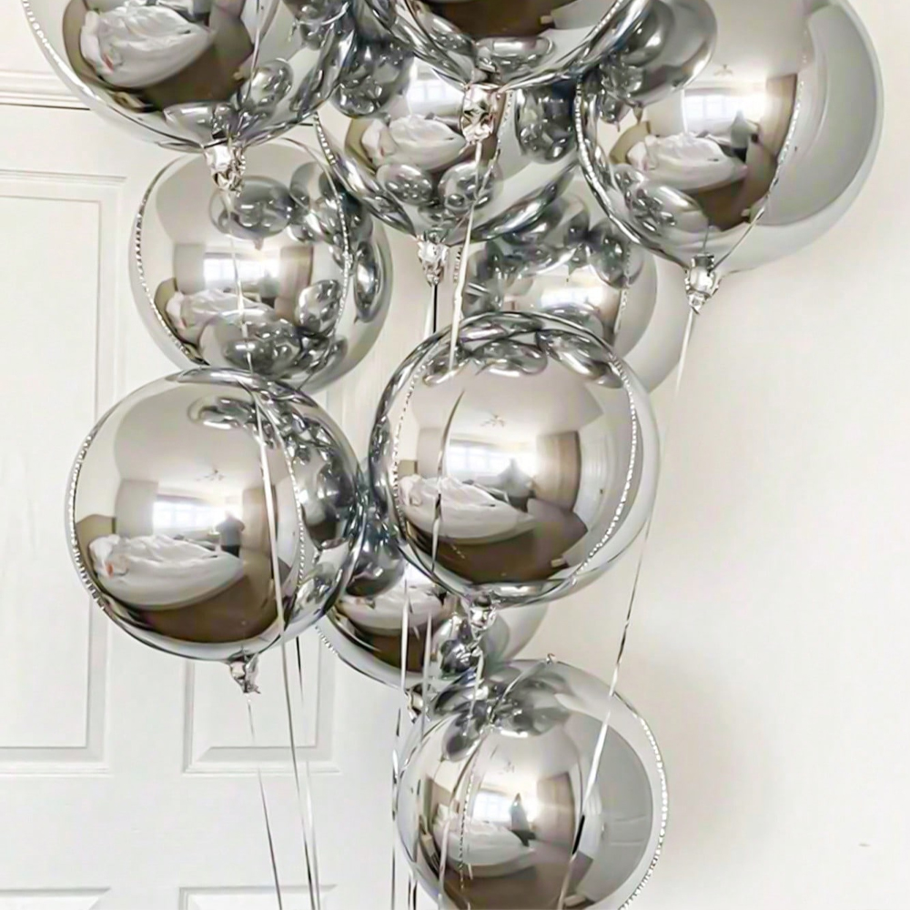 Globos de aluminio 4D, globos redondos holográficos para cumpleaños, despedida de soltero, boda y decoración de de Navidad