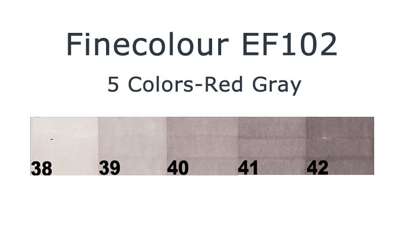 Finecolour EF102 Brush Grayscale Art Marker Flexible Soft Tip Pens 5/8/55pc Dual Cool/Warm/Natural/Tone Gray Markers Draw Render: 5 colors red gray