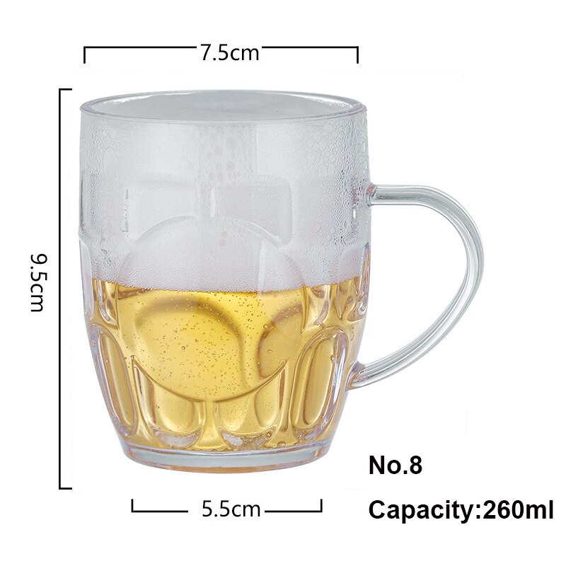 Large Capacity Acrylic Beer Mug Glass Transparent Plastic Anti Bar Glass 400-600ml Juice Cup Draught-beer Cup: 8