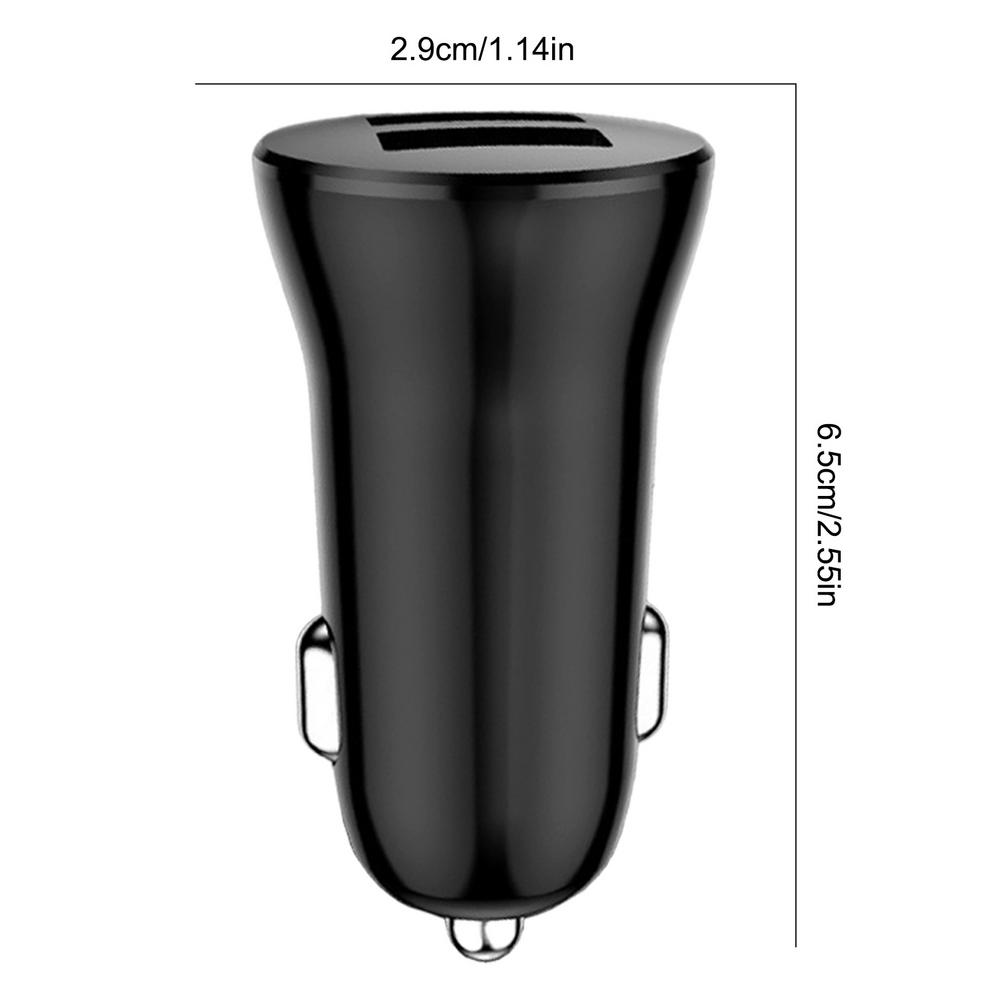 5V 2.4A Auto Dual Port Mini USB Lader Ultra Snel Opladen Sigarettenaansteker 12V Aluminium Mobiele telefoon Oplaadadapter: Black