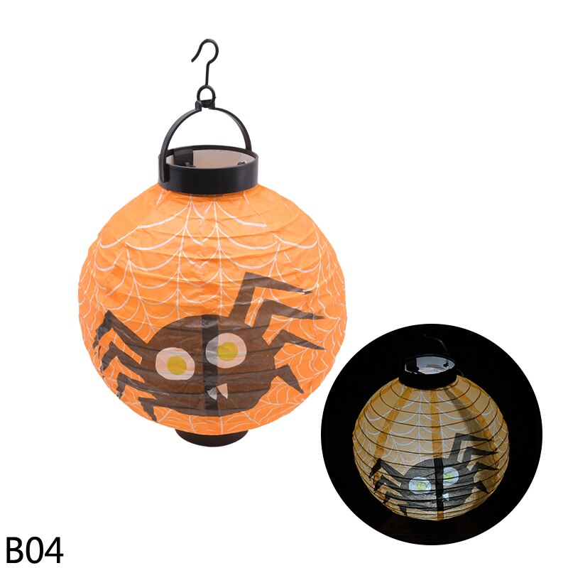 Halloween LED citrouille lanterne horreur lueur araignée crâne chauve-souris lampe à LED Halloween maison fête suspendus lustre décoration: B04