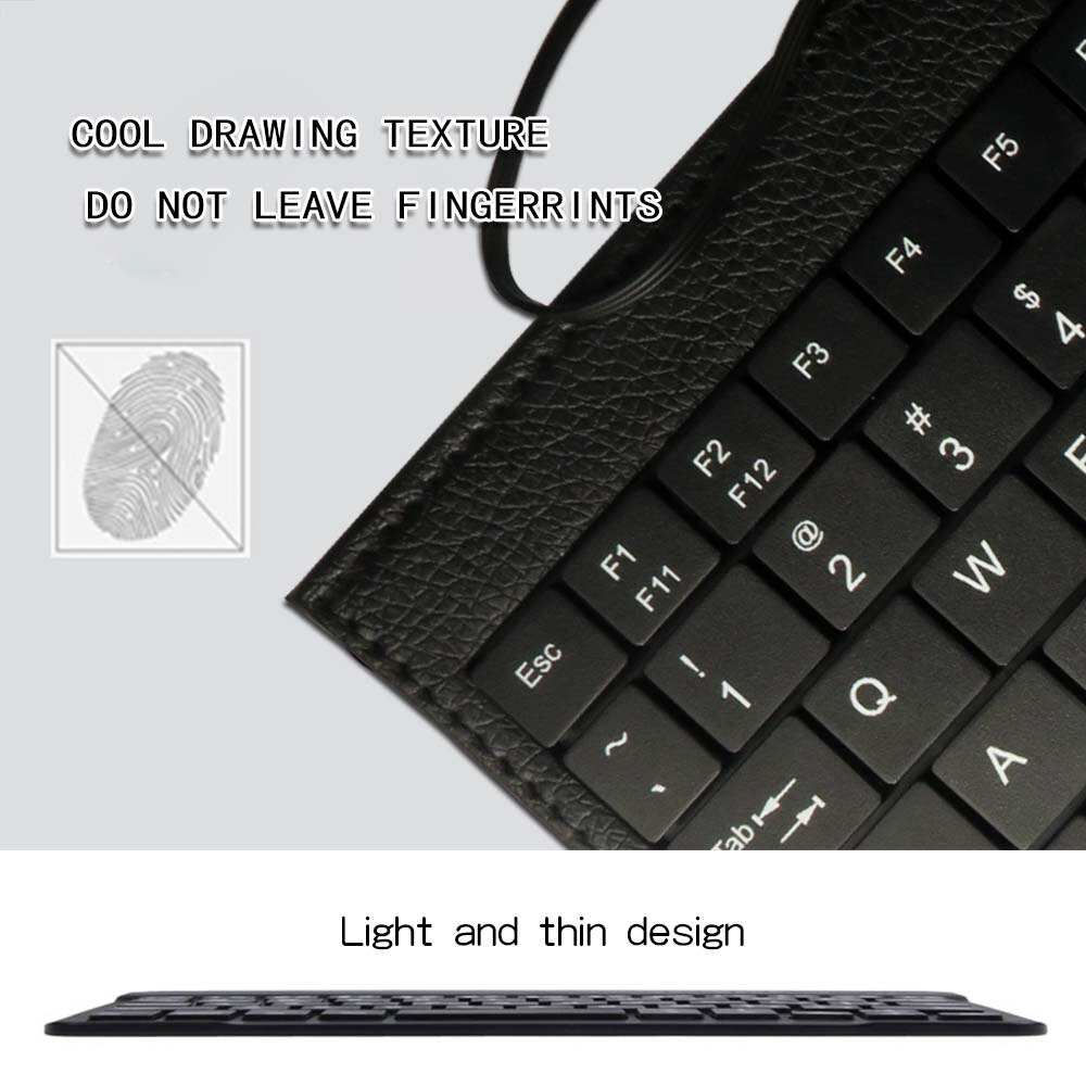 Teclado con cable antihuellas dactilares para tableta Teclast P80 Pro/X80 Pro/P80X 4G, teclado con cable USB, ligero y delgado + soporte
