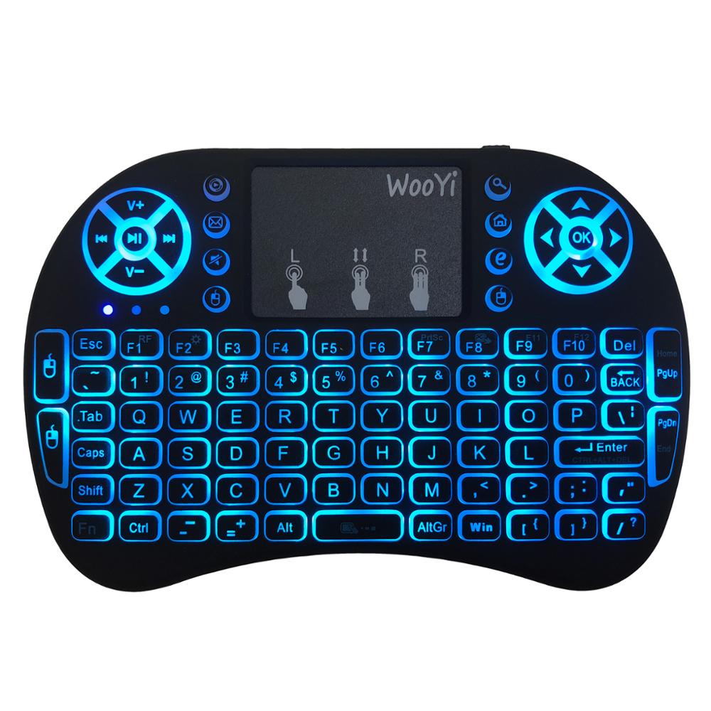 I8 mini trådløst tastatur 2.4 ghz engelsk arabisk russisk hebraisk qwerty tastatur med touchpad til android tv box laptop mi