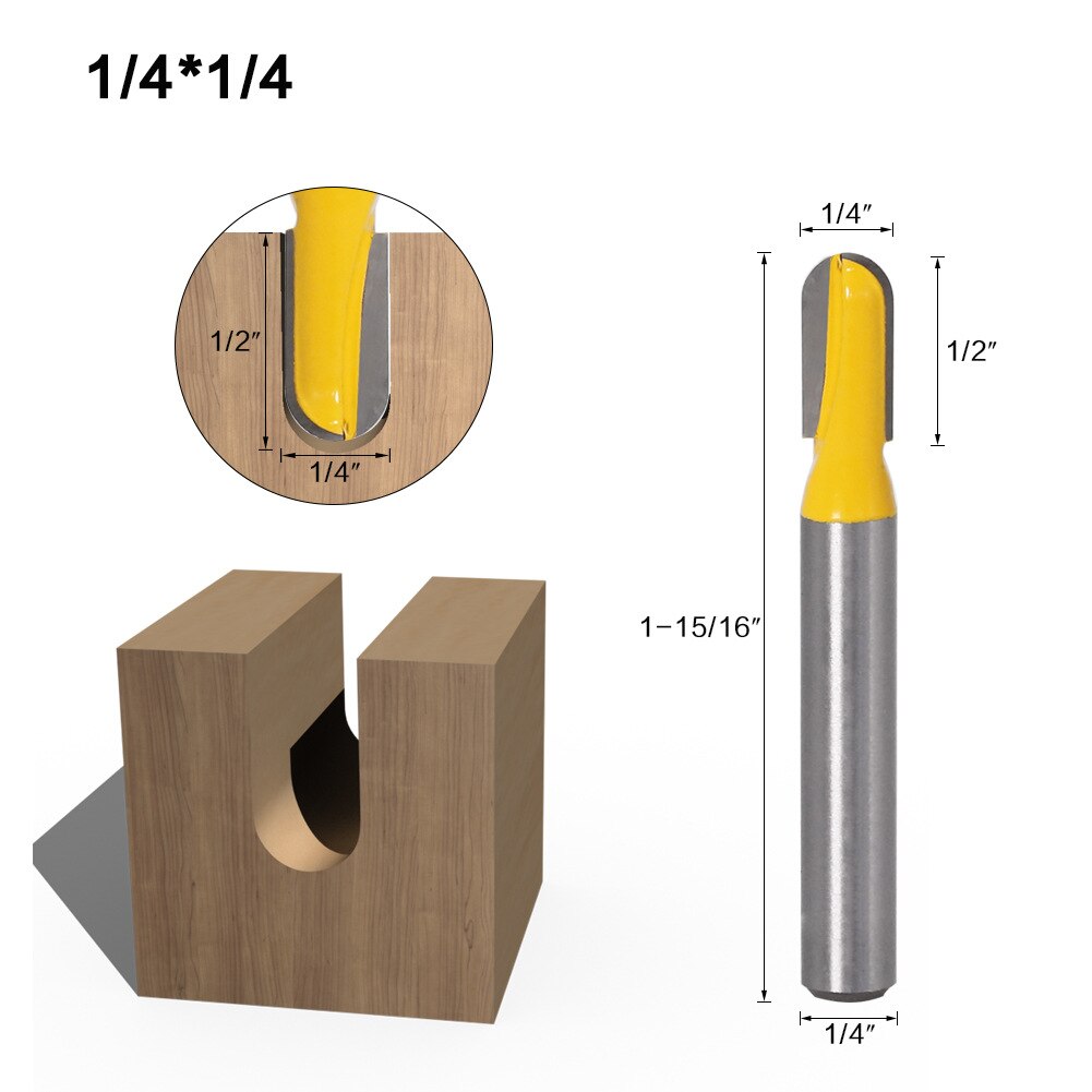 Fresas de punta redonda para tallado de madera, juego de brocas de enrutador con ranura en V de 90 grados, caja central para carpintería, 1/4 &quot;y 6,35 MM, 1 unidad: 01