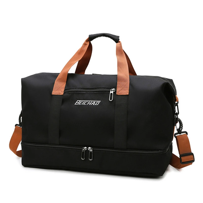Reistas Heren Dames Handbagage met grote capaciteit Droog-nat Scheiding Sport Fitnesstas Reispakket voor korte afstanden: Donker Kaki