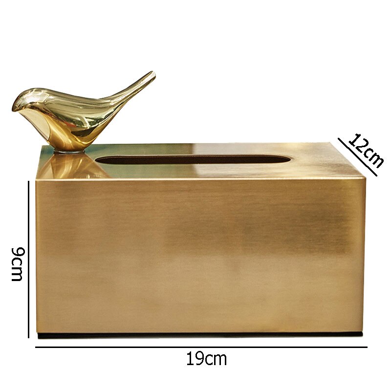 Caja de pañuelos decorativa con de pájaro dorado, cajas de pañuelos con adsorción magnética de animales para mesa de cena, soporte para servilletas, organizador de toallas de papel: D with bird