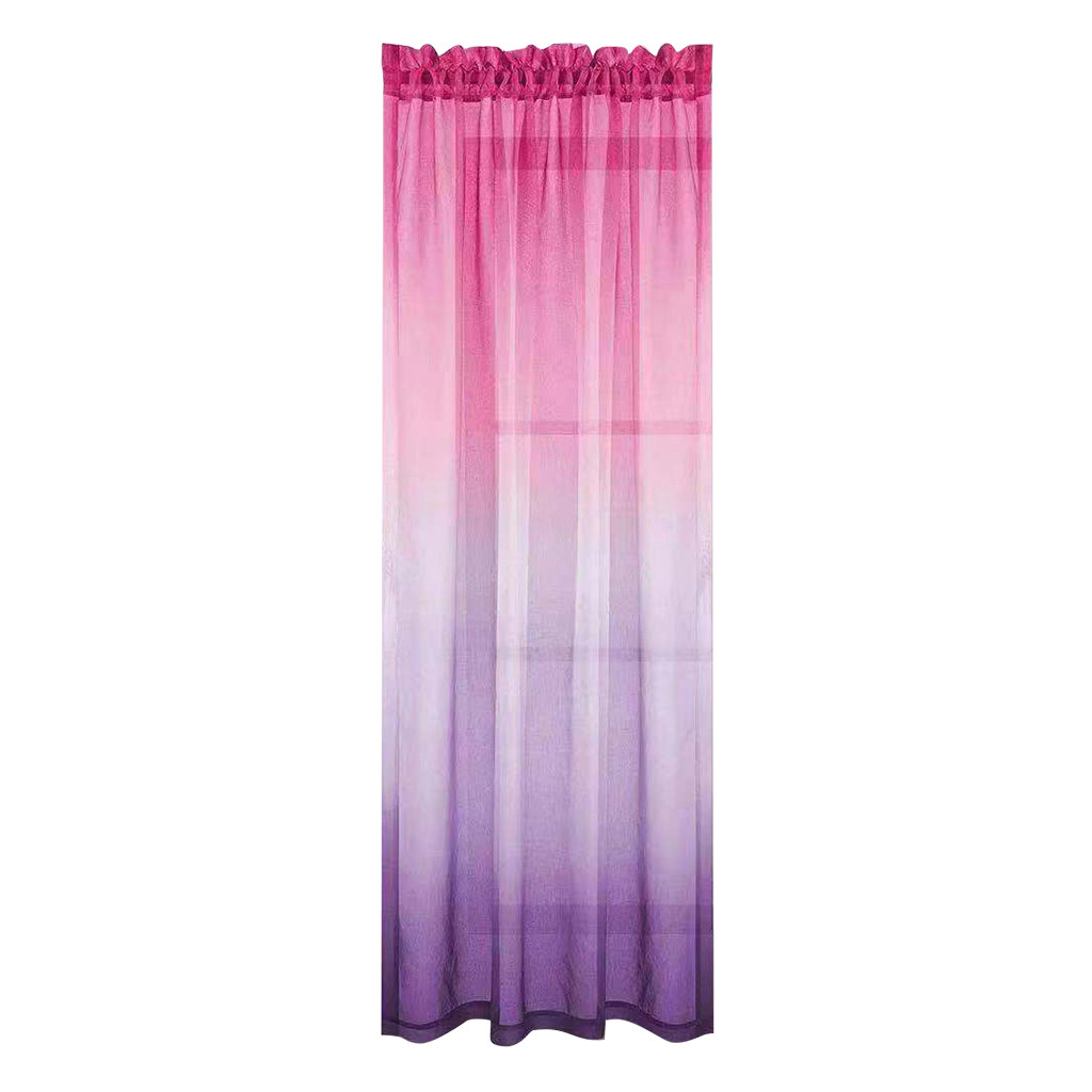 Ombre inspireret vinduesgardin vendbar gradient farve dør vindue gardin drapere panel gennemsigtigt tørklæde valancer 1pc fh5: C
