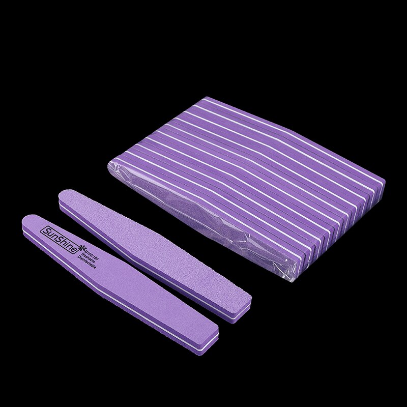 5XNail File 100/180 high Sanding nail files 100|180 grit pack of 5pcs Nail files half moon grey 100: 5pcs purple