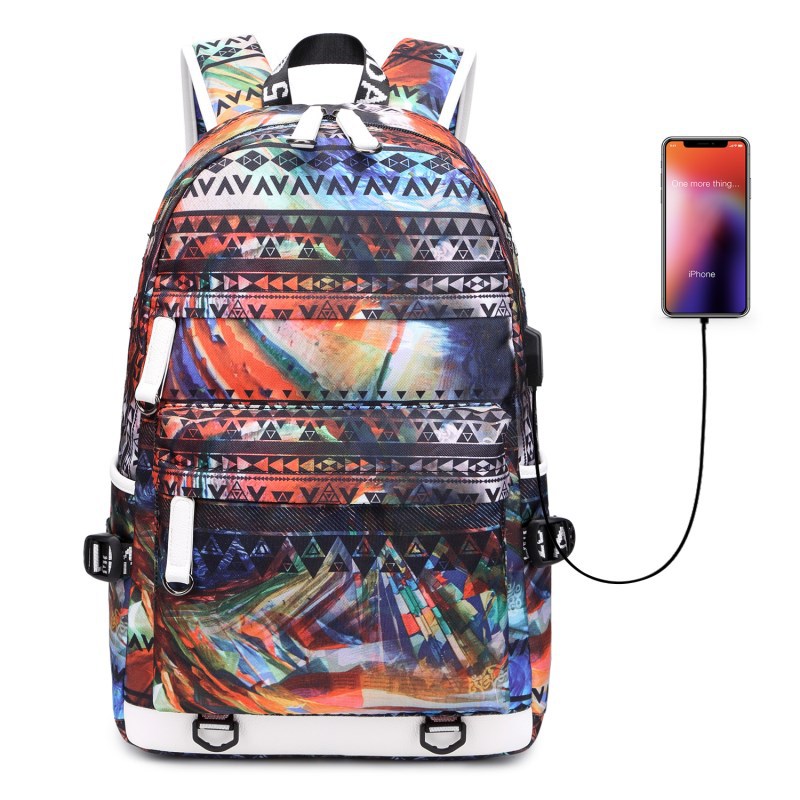 Large Backpack School Bag with USB Charging Port Men College Middle High Student Multifunction Travel Back Pack: Colorful Red