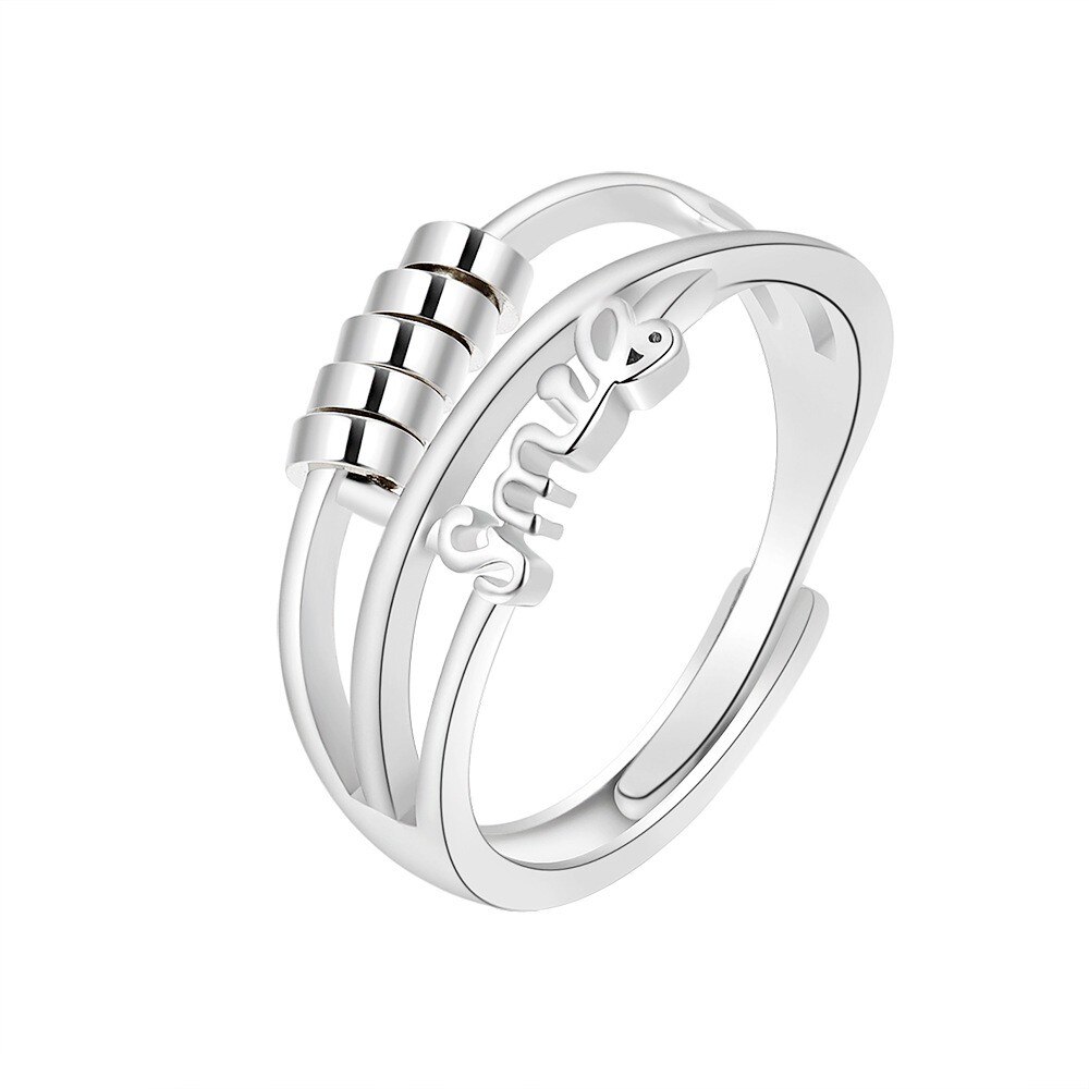 Anxiety Ring Adjustable Opening Women Men Fidget Ring With Bead Worry Stress Relief Jewelry For Female Stacking Finger Rings: RING1258-6