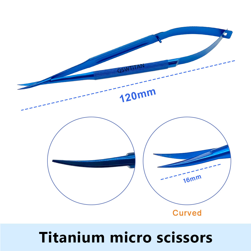 Ciseaux de Microscope ophtalmique, ciseaux cornéens en titane, outils à double paupière, ciseaux de chirurgie ophtalmique, Instruments: Argent