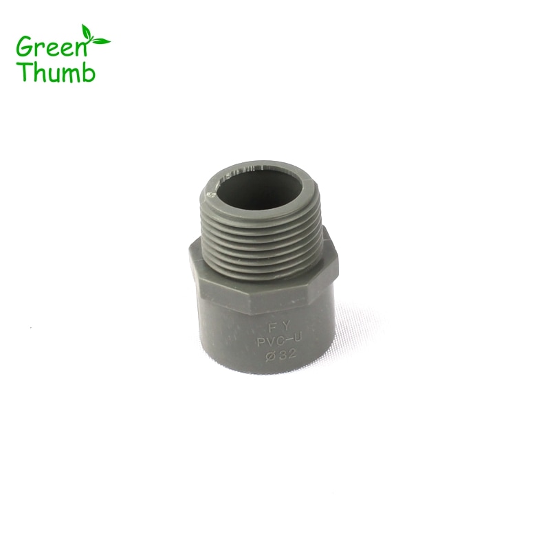 3pcs 1 Inch Male Thread to Inner Diameter 32mm PVC Straight Connector Grey Plastic Water Pipe Accessories