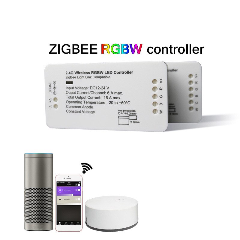 RGBW Smart Home ZigBee LED Strip Controller Smart Phone App/Voice Control Work with Echo Plus Require ZIGBEE 3.0 HUB