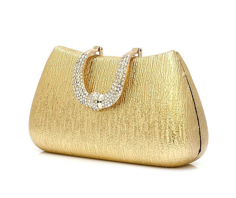 Krystal u diamantlås aften clutch tasker glitter sølv guld aften tasker dag clutch fest pung kvinde brud bryllup håndtaske: Guld