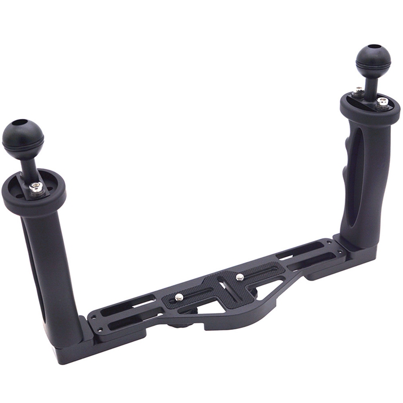 Dual Handheld Stabilizer Diving Underwater Camera Housings Tray/Grip Waterproof With Double Handle For Dome Port Waterproof Case: Default Title