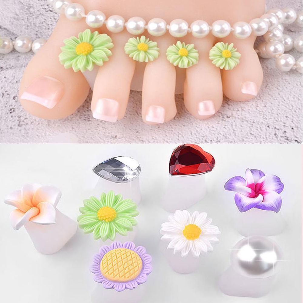 8PCs/Set Silicone Toe Separators Foot Toe Spacers for Home and Salon Use Daisy Flower Shape Waterdrop Pedicure DIY Nail Art Tool