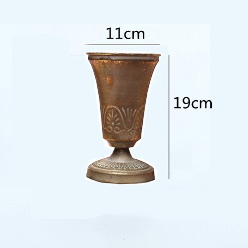 Roman Column Vase Flower Class Succulent Planter French Trophy Flower Weng Retro Distressed Wrought Iron Flower Home Furnishings: golden 11x19cm