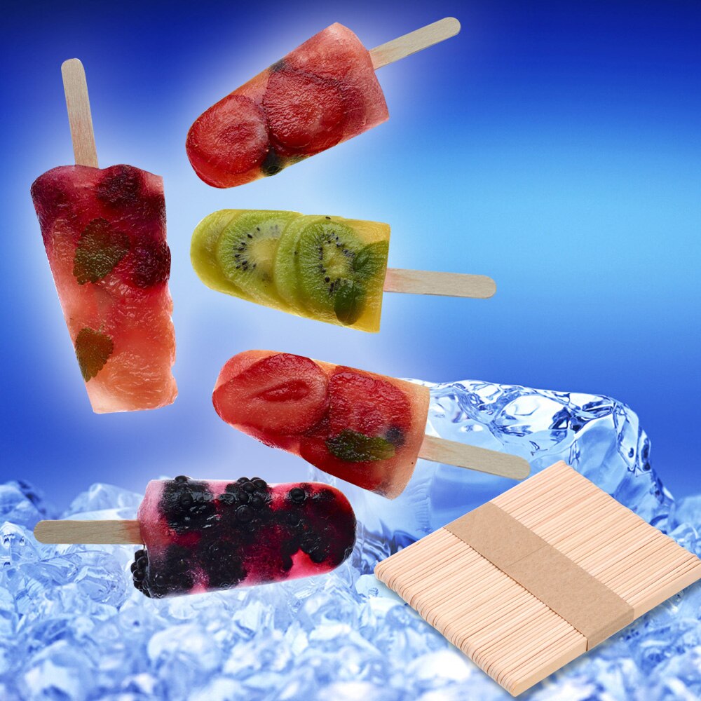 50Pcs/Lot Natural Wood Ice Cream Sticks Lolly Cake Tools Summer Popsicle Maker Wooden Popsicle Sticks Kids DIY Hand Crafts Art