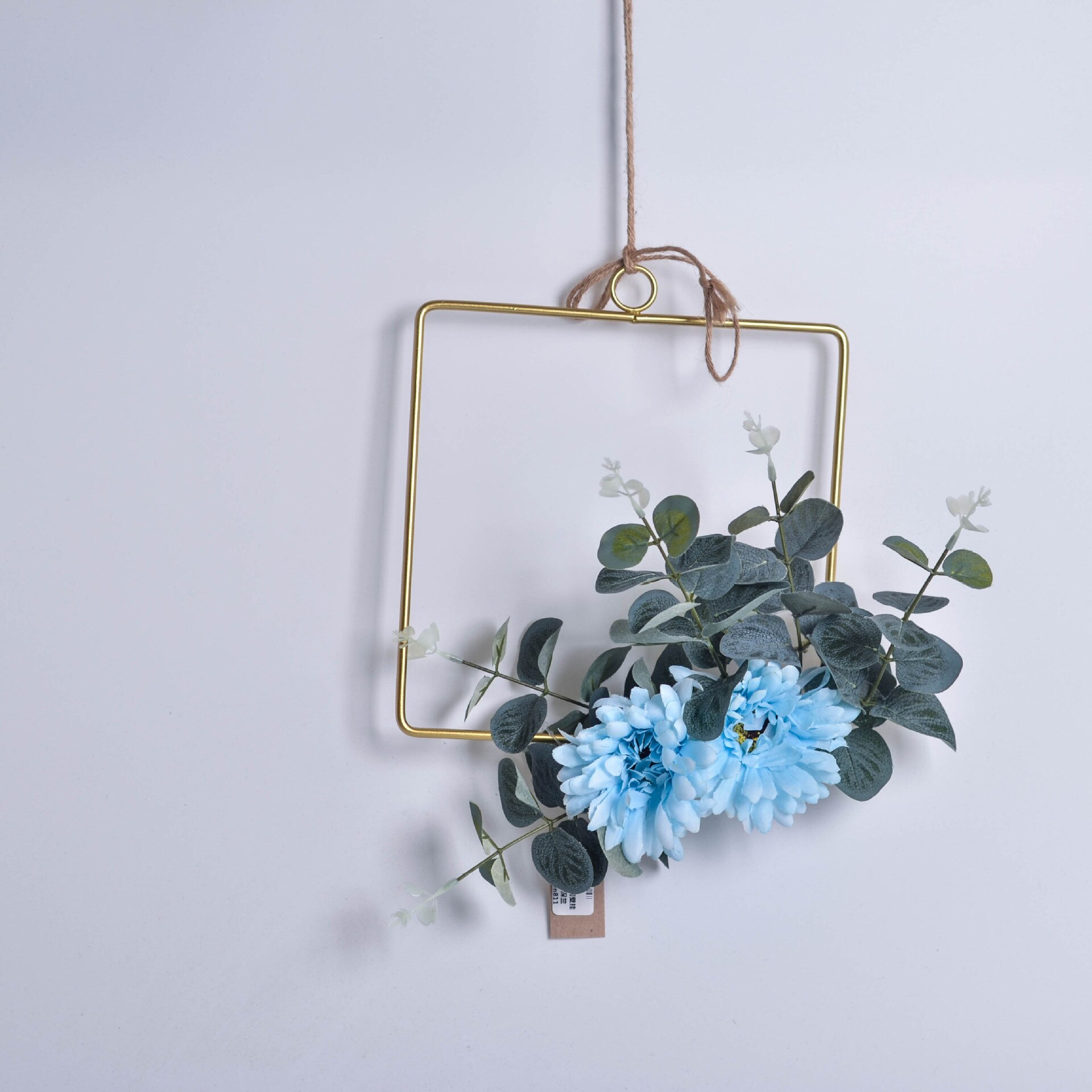 Cilected Geometric Metal Garland Home Hanging Artificial Rose Flower Ring Holder Wall Hoop Wreath Wall Hanging Decoration: A067R11