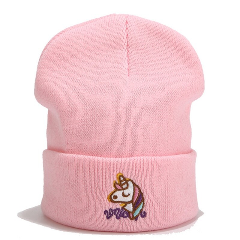 Enhjørning hat pink enhjørning beanie piger kvinder vinter varm hat dejlige bløde strikkede hatte vinter hat beanie til kvinder piger: Pk