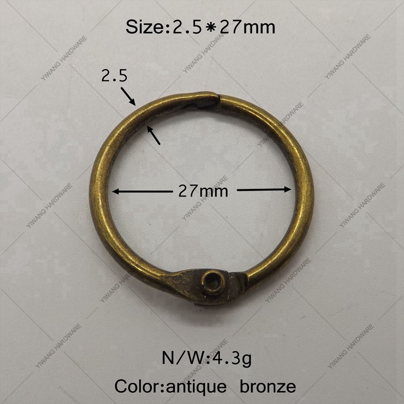 Tillverkare direktförsäljning brunn antik brons bok ring 10 st per förpackning samlingsring nyckelring multipurpose ring: 27mm