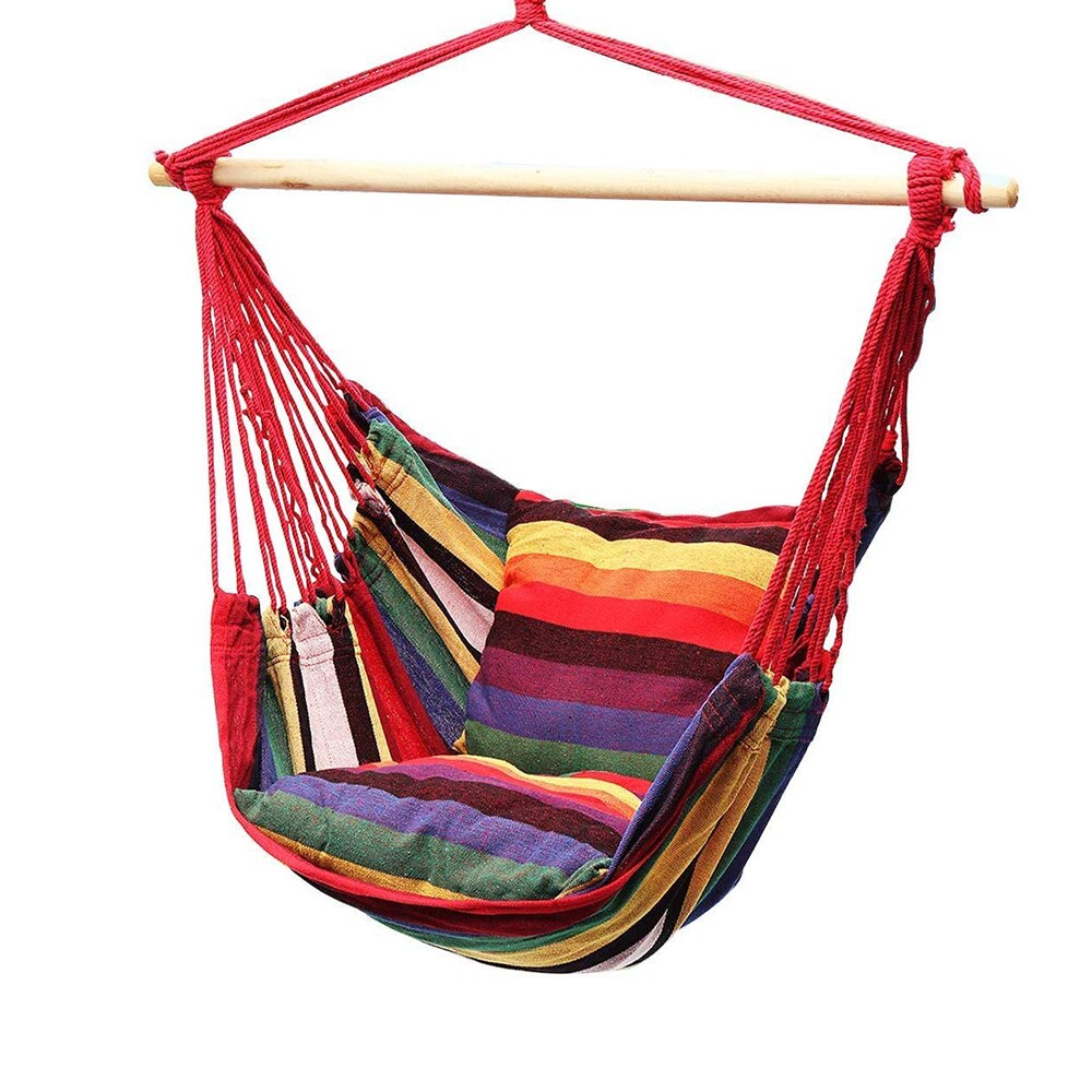Hanging Rope Hammock Chair Swing Seat Large Hammock Chair Relax Hanging Swing Chair for Indoor Outdoor Camping Child Adult