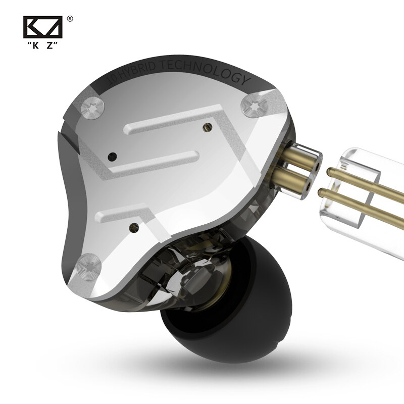 Kz ZS10 Pro Goud Oortelefoon 4BA + 1DD Hybrid 10 Drivers Hifi Bass Oordopjes In Ear Monitor Hoofdtelefoon Noise Cancelling metalen Headset