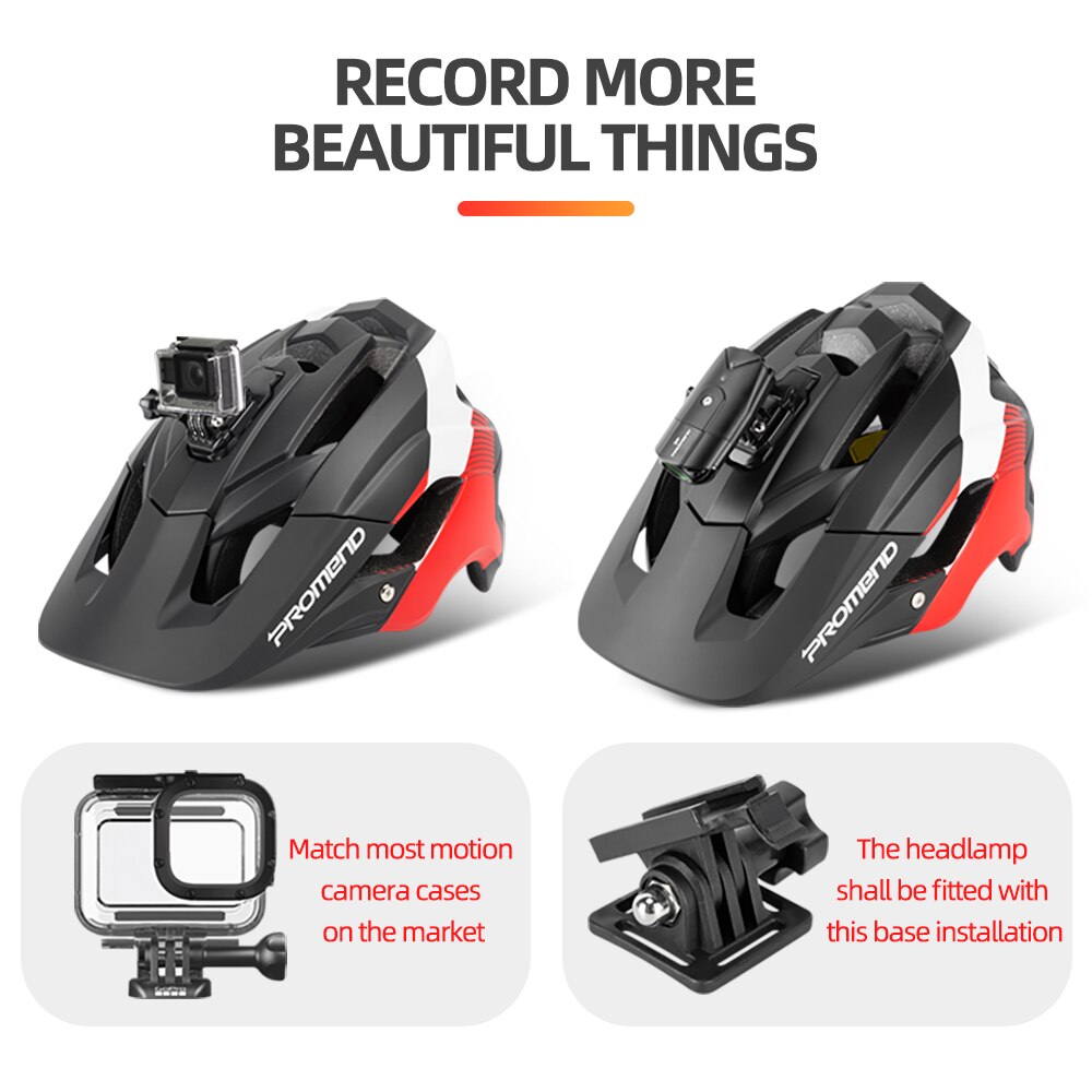 PROMEND – casque de vélo de descente, lumières LED, gopro, support de caméra, pour cyclisme sur route, Sport de plein air, équitation, pour hommes