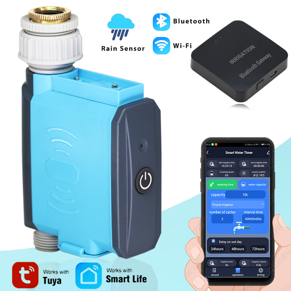 WIFI Bluetooth Rain Sensor Water Timer Garden Plant Irrigation Watering Artifact Automatic Smartphone Remote Gateway Controller