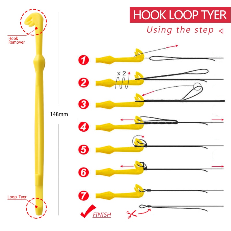 Aluminiumlegering Visgerei Haak Tier Vislijn Koppelverkoop Tool met Sub-lijn Stropdas Knopen Tie en Loop Tyer vishaak Remover