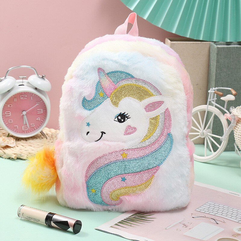3D Karikatur Tier Einhorn Baby Rucksäcke Kindergarten Schoolbag Kinder Rucksack Kinder Schule Taschen Mädchen Jungen Rucksäcke: Weiß