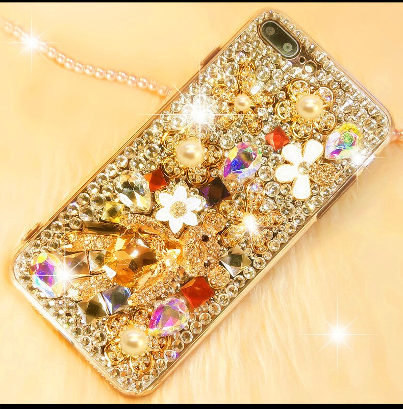 For ZTE Blade A3 A5 A7 V9 V10 Vita L8 Axon 7 Nubia Z17 Z11 Max N1 Luxury Diamond Bear Cover Rhinestone case