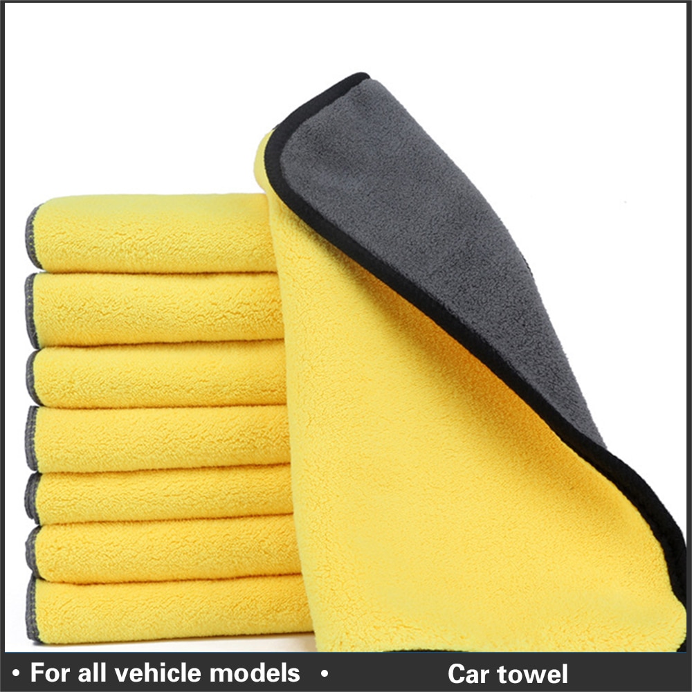 Serviettes de lavage en microfibres pour soins de voiture, serviette forte et épaisse en Fiber de peluche, nettoyage, détail automobile