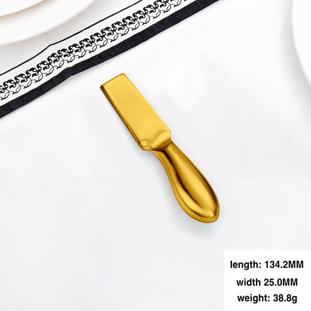 1Pcs Kaas Tool Gold Kaas Slicer Cutter Mes Creatieve Kaas Raspen Cake Spatel Boter Messen Vlees Vork Keuken Servies: Gold Square Knife