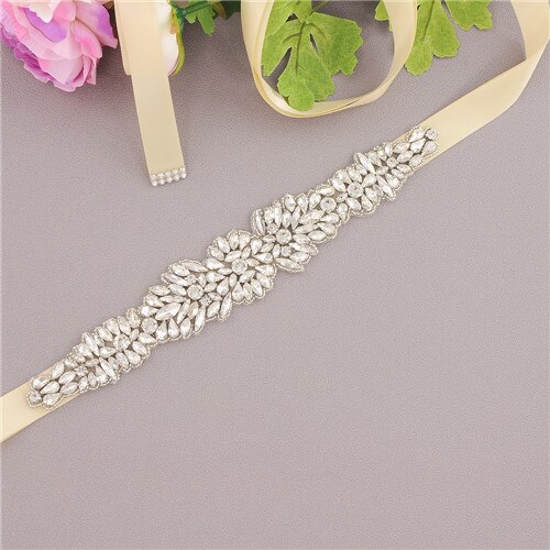 ZMS334 Hochzeit Gürtel Strass Gürtel Brautjungfer Gürtel Braut Gürtel Frauen Schärpe Gürtel Hochzeit Zubehör Gürtel für Abendkleider: Champagner