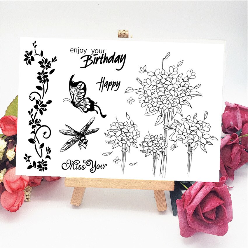 11X16Cm Bergtoppen Transparante Afdichting Clear Postzegels Siliconen Afdichting Roller Postzegels Diy Scrapbook Album/Kaart Productie: Glass feathers