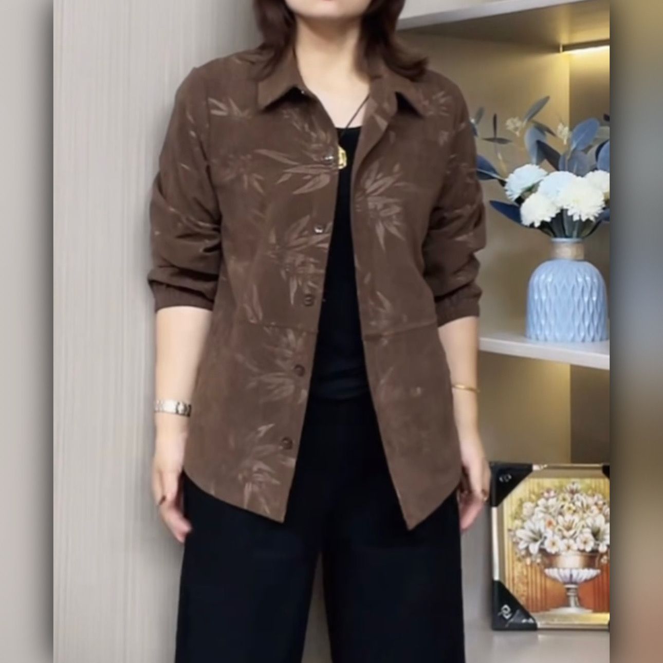 Camicia Casual tinta unita a maniche lunghe primavera autunno da donna moda Versatile abbigliamento femminile stampa tutto abbinato a top eleganti larghi da donna: XXXL / Beige