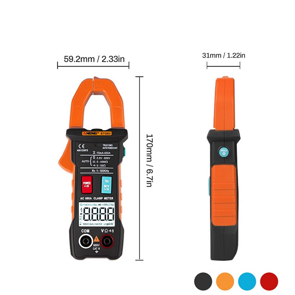 PEAKMETER PM2108 Draagbare Digitale Stroomtang-multimeter AC/DC-stroom-spanningsweerstandstester met Gegevensopslag, voor In-circuittests